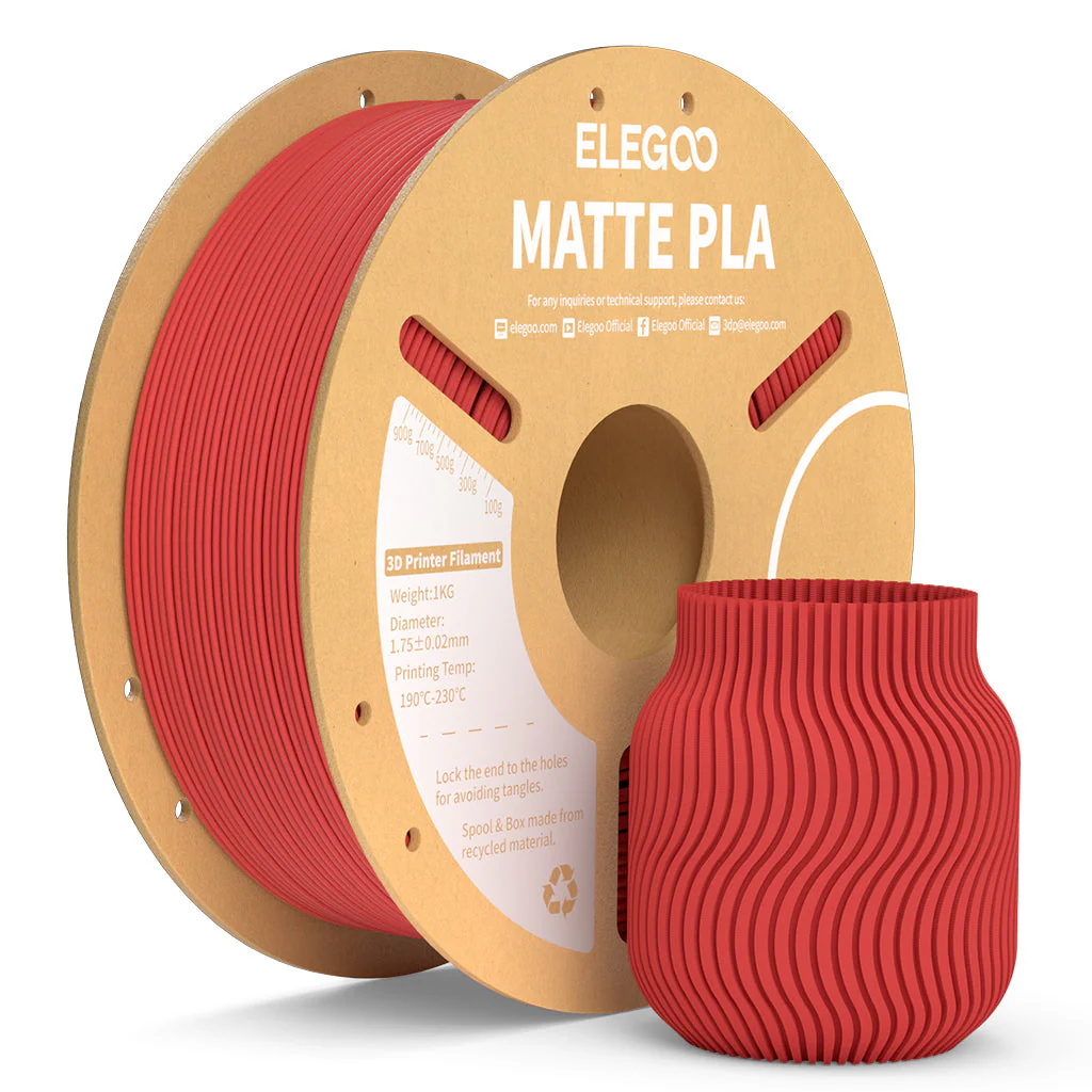 FILAMENTO ELEGOO PLA MATTE 1.75mm 1KG ROJO RUBI 0252