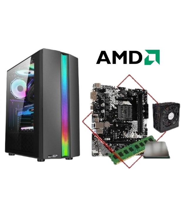 PC RYZEN 5 5600 8G SSD480 A520 SENTEY S20 GAMER WIFI 650W