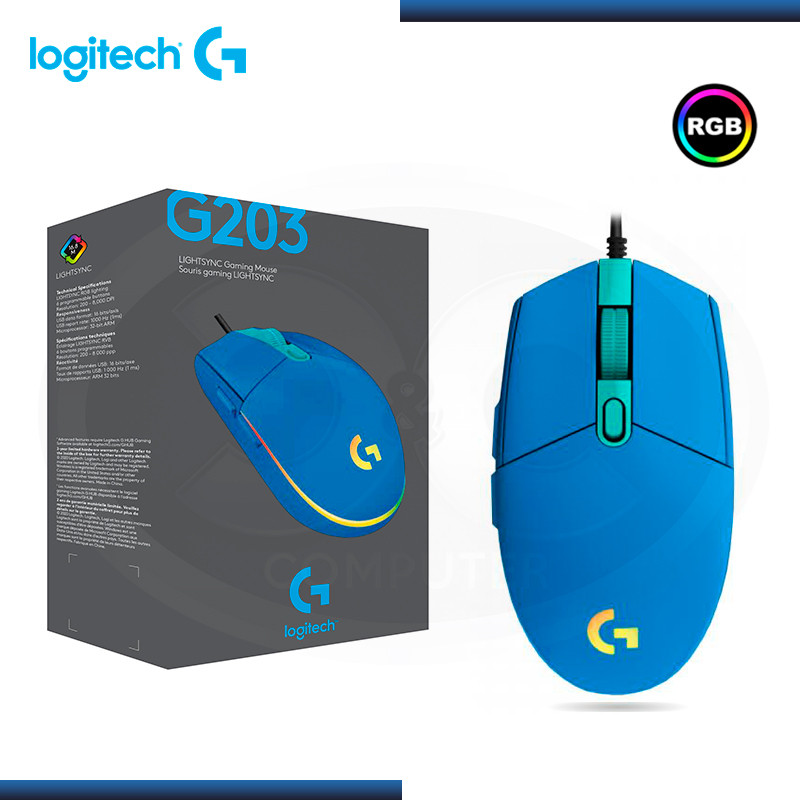 MOUSE USB LOGITECH G203 LIGHTSYNC BLUE GAMER GAMING