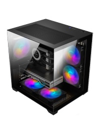 GABINETE SENTEY A5 BLACK GAMER SIN FUENTE VIDRIO TEMP LAT Y FRONT 5FAN FRGB MATX