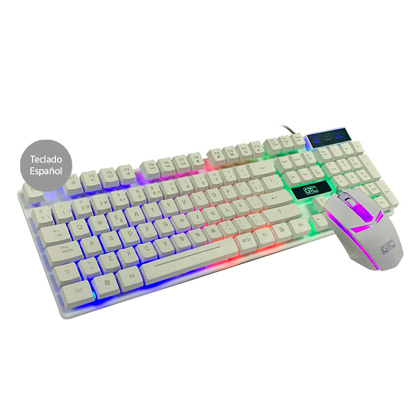 TECLADO+MOUSE GAMER RETROILUMINADO BLANCO USB GT-018B