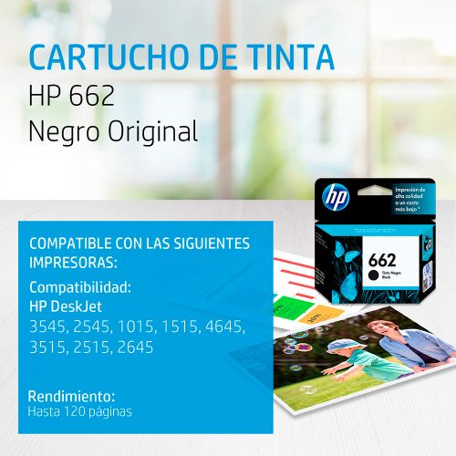 CARTUCHO ORIGINAL HP 662 NEGRO CZ103AL 2515 3515 2545 3545 4645