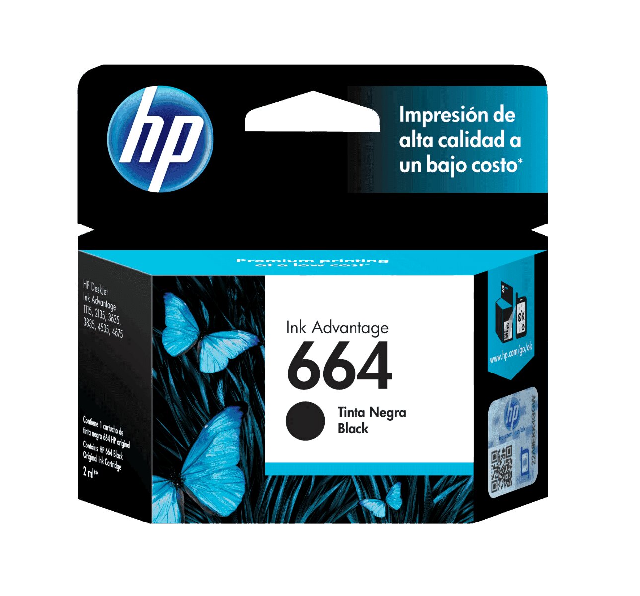 CARTUCHO ORIGINAL HP 664 NEGRO F6V29AL 2135 3635 1115 4535