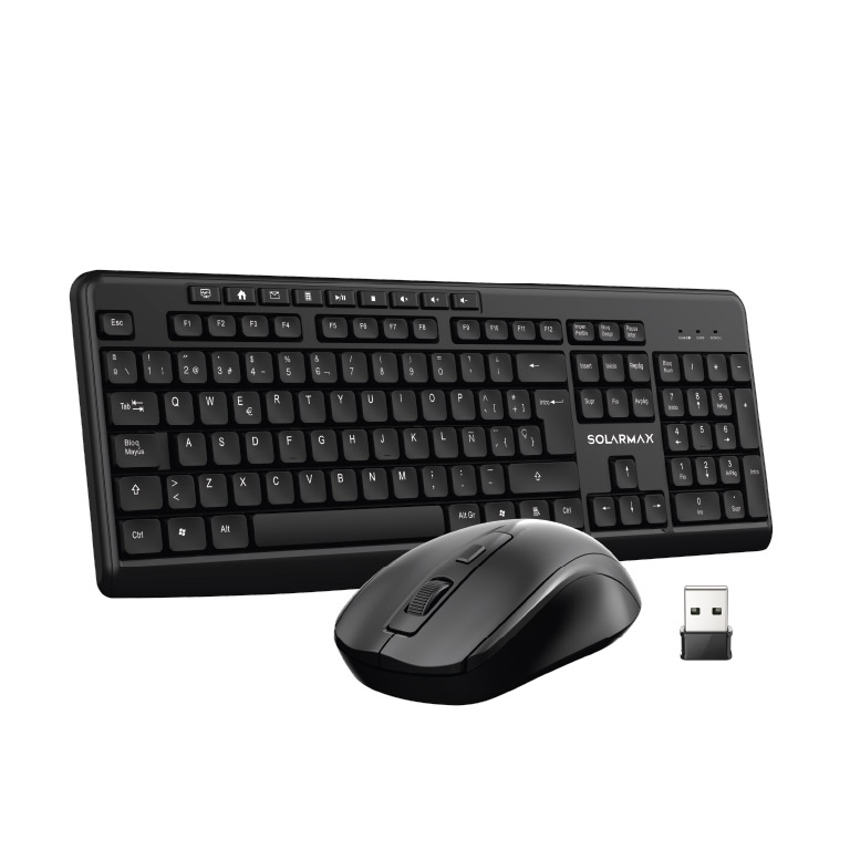 TECLADO +MOUSE WIRELESS SOLARMAX NEGRO 26001IC04170598 INALAMBRICO