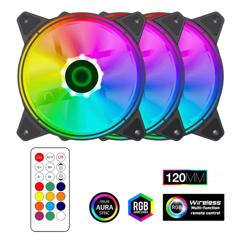 FAN KIT COOLERS X 3 GAMEMAX RQ300ARGB 12CM CTROL REMOTO