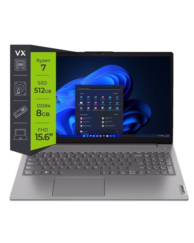 NOTEBOOK LENOVO V15 RYZEN 7 7730U 8GB SSD 512 15.6 FHD SE PUEDE AGREGAR MEMO